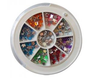 Zdobící kamínky v kulatém boxu, tvar kytička