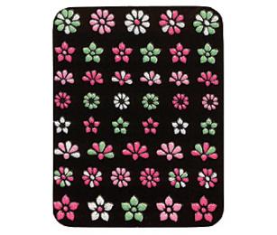 Nehtové obtisky barevné růžové a zelené kytky 3D samolepící