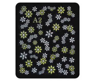 Nehtové obtisky kytky bílo-žluté 3D samolepící